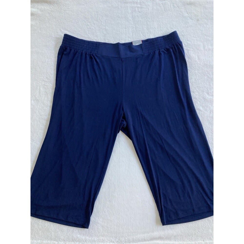 Avenue VIP Knits Blue Elastic Waistband Wide Leg Pants Women’s Size 30 32 NWT